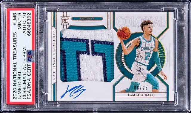 2020-21 Panini National Treasures LaMelo Ball Colossal Material Autograph Prime #CM-LMB card image