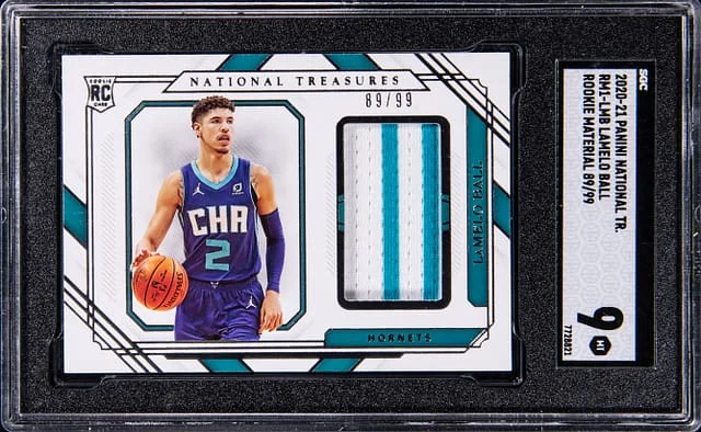 2020-21 Panini National Treasures LaMelo Ball Material #RM1-LMB card image