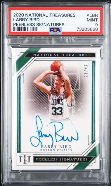 2020-21 Panini National Treasures Larry Bird Peerless Signatures #LBR card image