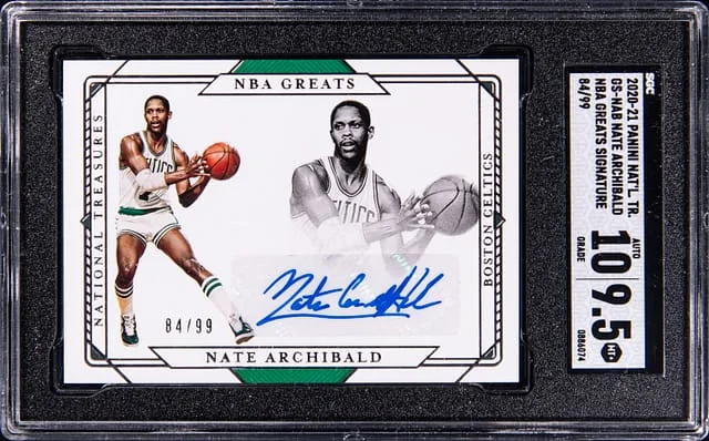 2020-21 Panini National Treasures Nate Archibald NBA Greats Signature #GS-NAB card image