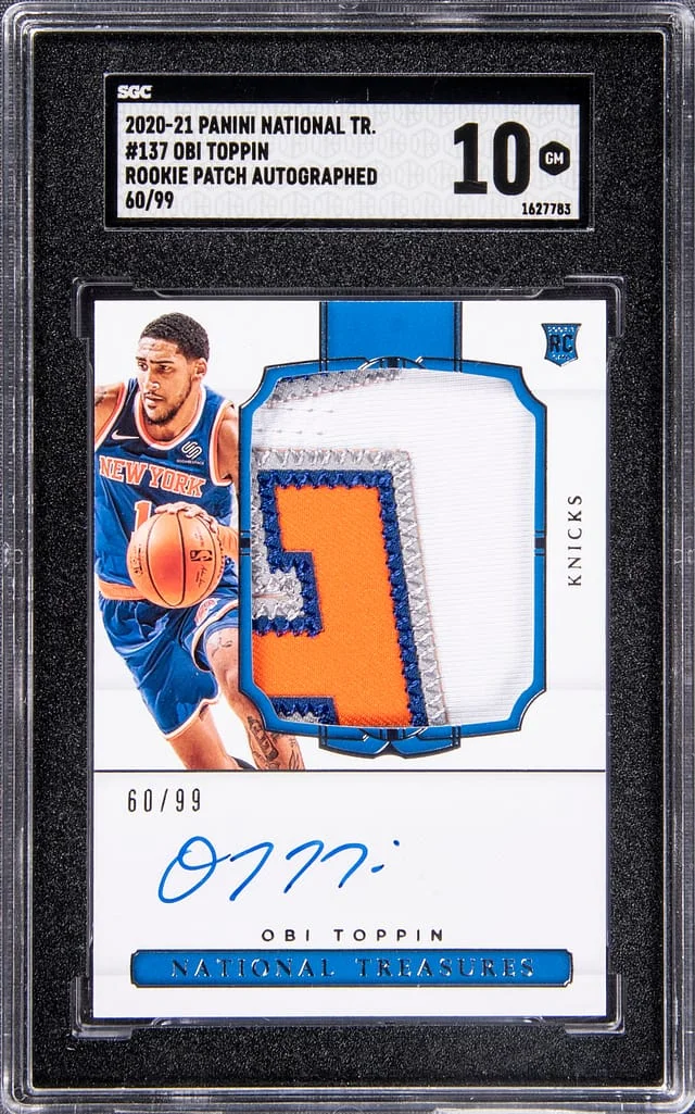 2020-21 Panini National Treasures Obi Toppin Patch Autograph (RPA) #137 card image