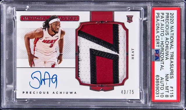 2020-21 Panini National Treasures Precious Achiuwa Patch Autograph Horizontal #115 card image