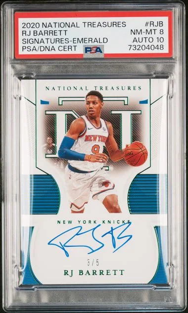 2020-21 Panini National Treasures RJ Barrett Signatures Emerald #S-RJB card image