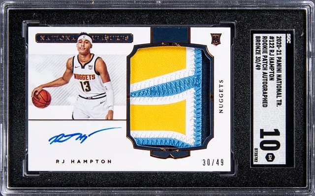 2020-21 Panini National Treasures RJ Hampton Patch Auto Horizontal #122 card image