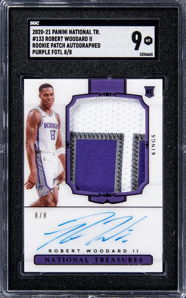 2020-21 Panini National Treasures Robert Woodard II Patch Autograph (RPA) Purple FOTL #133 card image