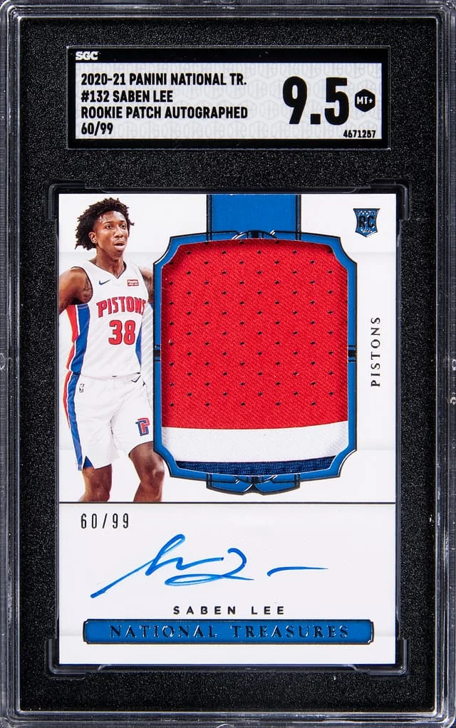 2020-21 Panini National Treasures Saben Lee Patch Autograph (RPA) #132 card image