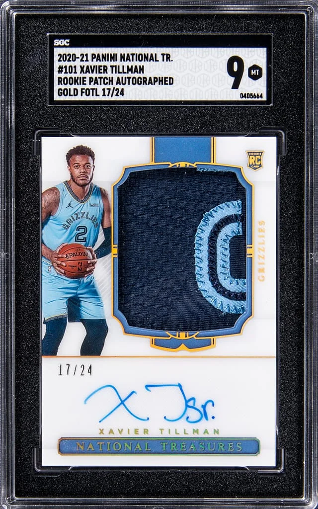 2020-21 Panini National Treasures Xavier Tillman Patch Autograph (RPA) Gold FOTL #101 card image