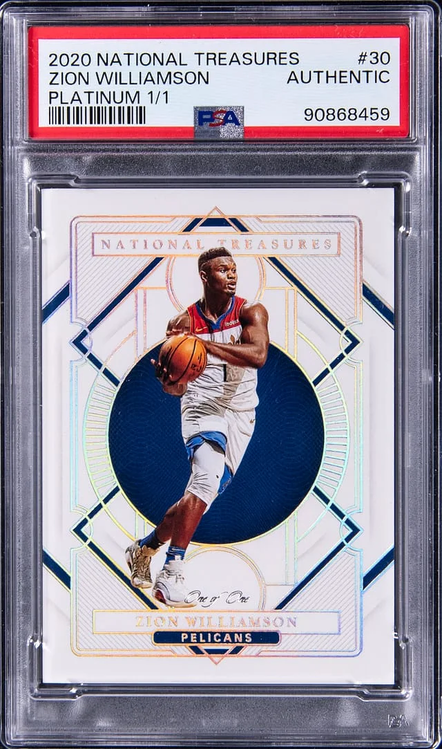 2020-21 Panini National Treasures Zion Williamson Platinum #30 card image