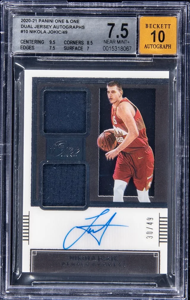 2020-21 Panini Nikola Jokic One & One Dual Jersey Autographs #10 card image