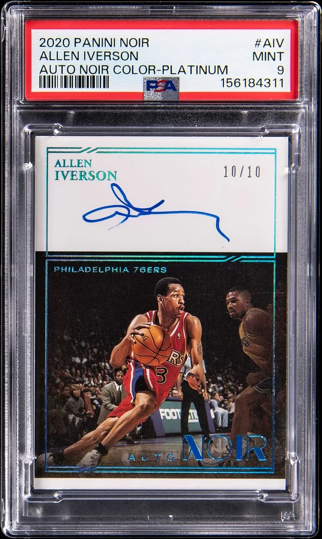 2020-21 Panini Noir Allen Iverson Autograph Noir Color Platinum #AC-AIV card image