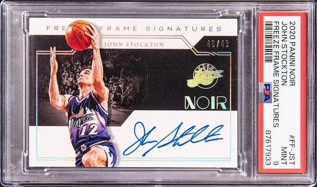 2020-21 Panini Noir John Stockton Freeze Frame Signatures #FF-JST card image