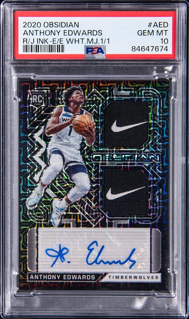 2020-21 Panini Obsidian Anthony Edwards Jersey Ink Electric Etch White Mojo #RJI-AED card image