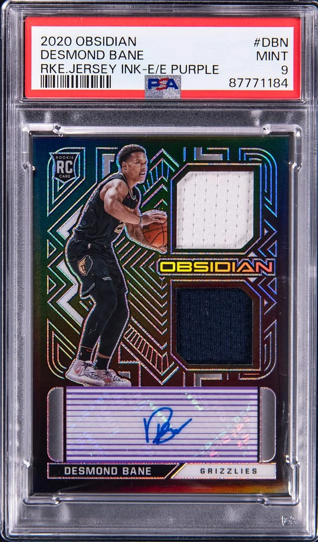 2020-21 Panini Obsidian Desmond Bane Jersey Ink Electric Etch Purple #RJI-DBN card image