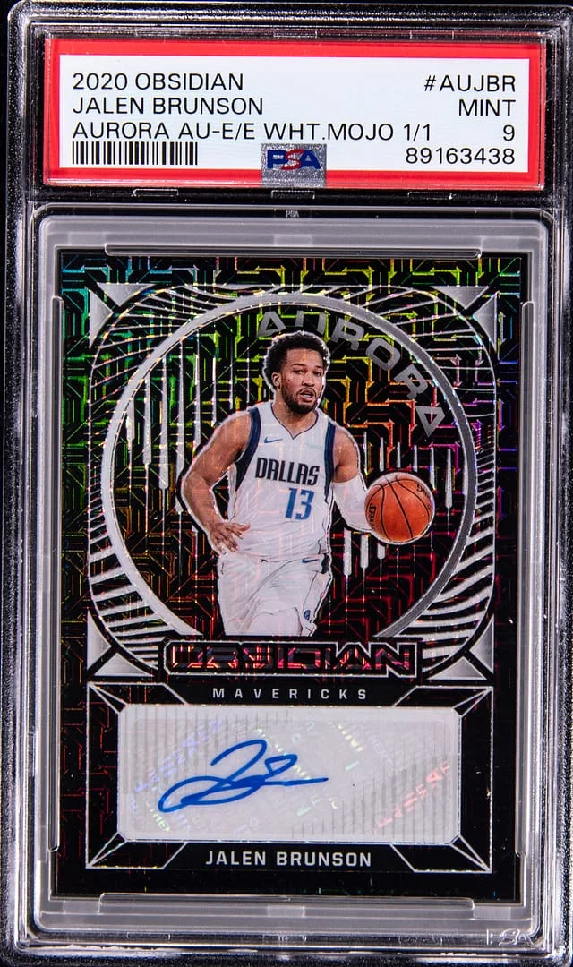 2020-21 Panini Obsidian Jalen Brunson Aurora Autograph Electric Etch White Mojo #AU-JBR card image