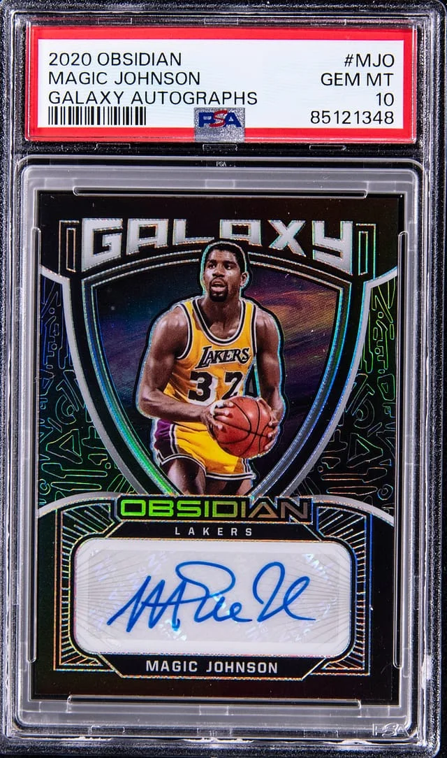2020-21 Panini Obsidian Magic Johnson Galaxy Autographs #MJO card image