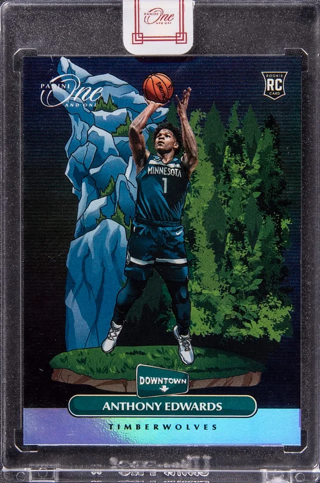 2020-21 Panini One and One Anthony Edwards – Panini Encased Downtown #5 card image