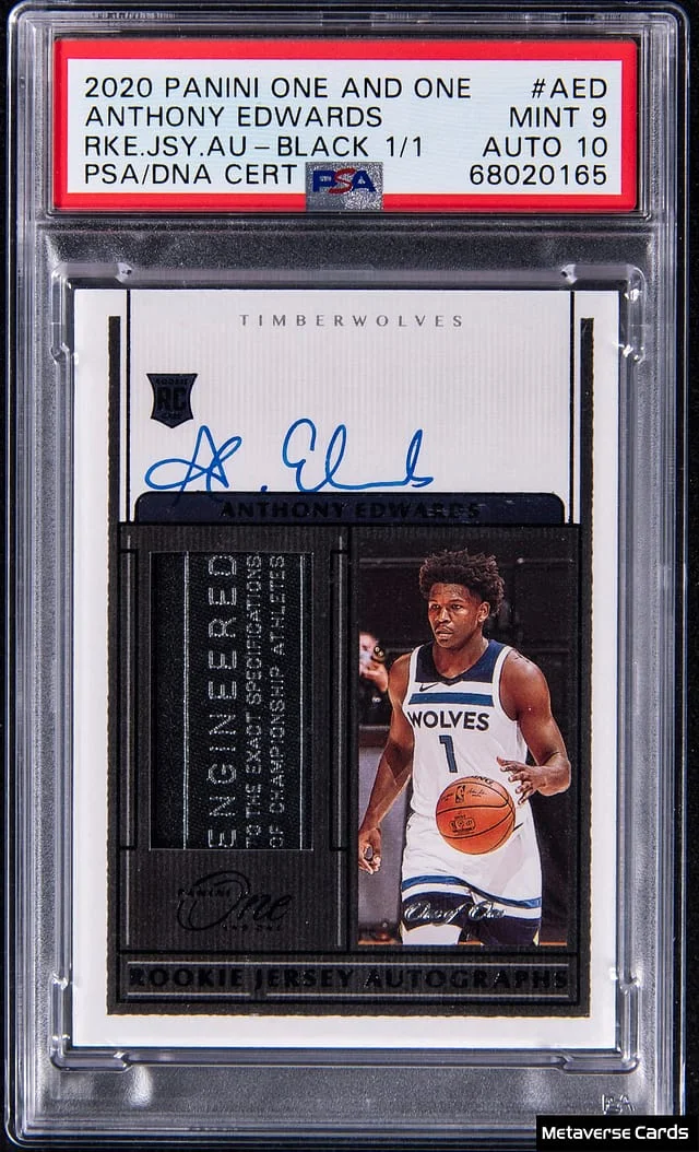 2020-21 Panini One and One Anthony Edwards Jersey Autograph Black #RJA-AED card image