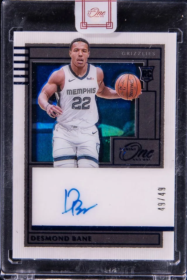 2020-21 Panini One and One Desmond Bane Shadowbox Signature Blue #RAU-DBN card image
