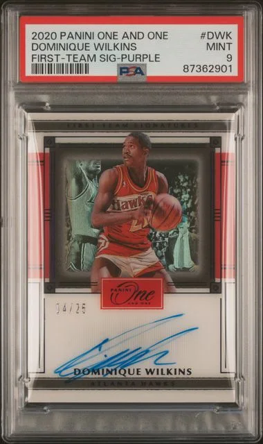 2020-21 Panini One and One Dominique Wilkins First-Team Signatures Purple #SWK card image