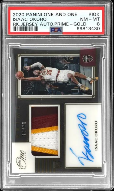 2020-21 Panini One and One Isaac Okoro Jersey Autographs Prime Gold #PRJ-IOK card image