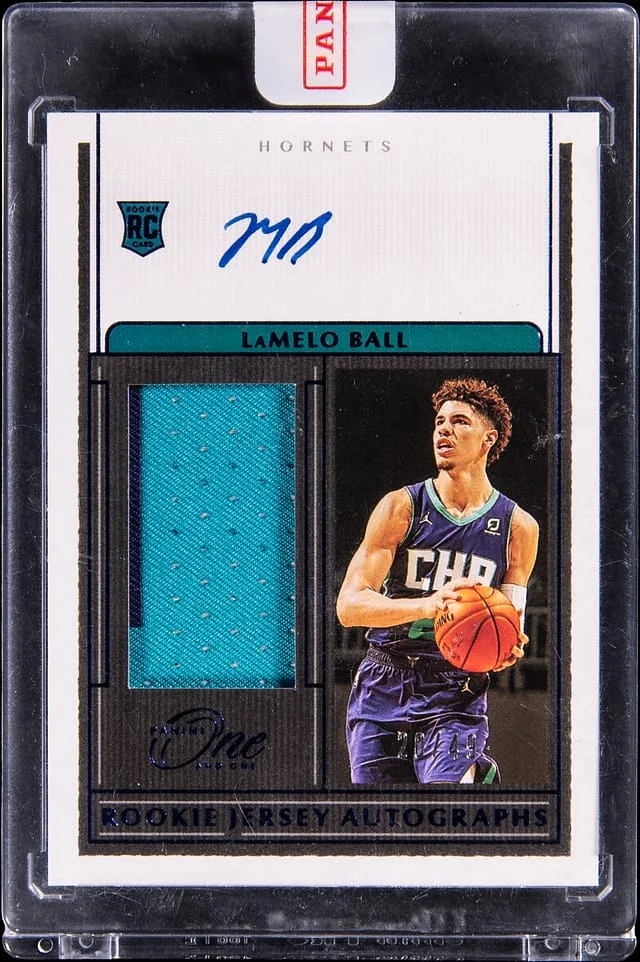 2020-21 Panini One and One LaMelo Ball Jersey Autographs Blue #RJA-LMB card image