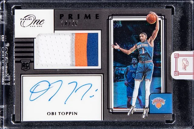 2020-21 Panini One and One Obi Toppin Prime #PRJ-OBI card image