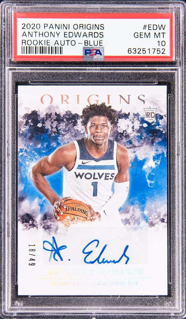 2020-21 Panini Origins Anthony Edwards Autograph Blue #RA-EDW card image