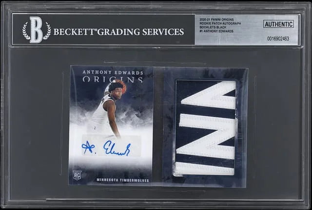 2020-21 Panini Origins Anthony Edwards Patch Autograph Booklets Black #RAB-EDW card image