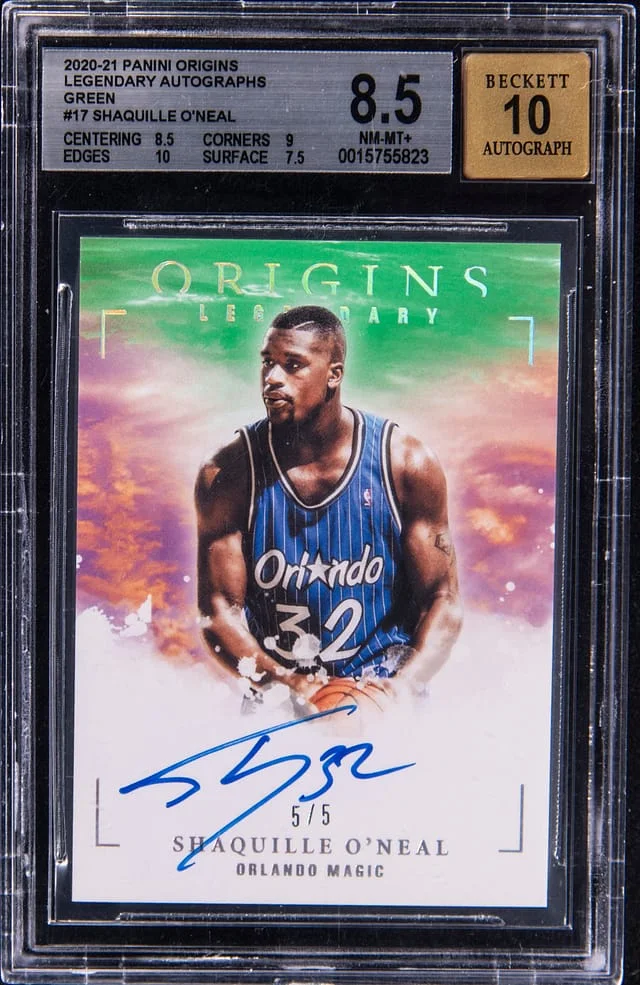 2020-21 Panini Origins Shaquille O'Neal Legendary Autographs Green #LA-SON card image
