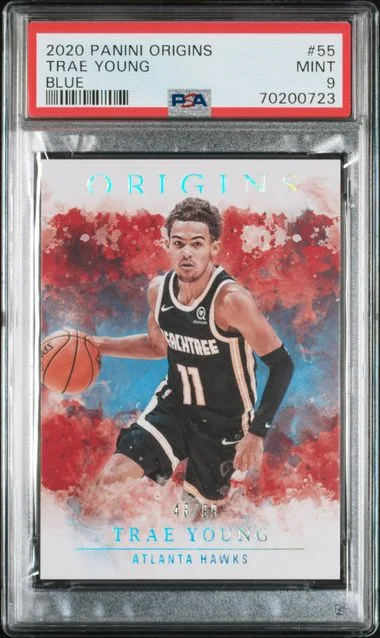 2020-21 Panini Origins Trae Young Blue #55 card image