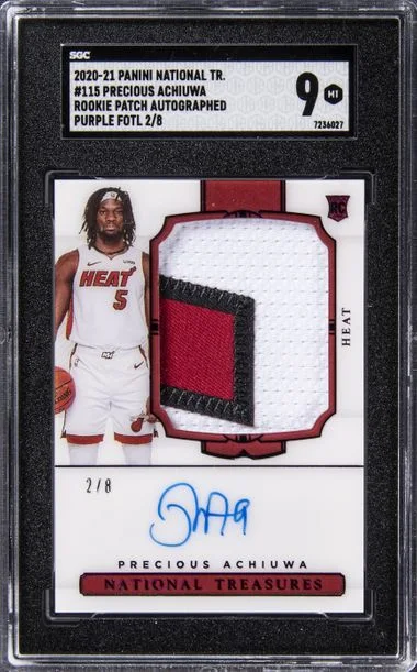 2020-21 Panini Precious Achiuwa National Tr. Patch Autographed Purple Patch Autographed #115 card image