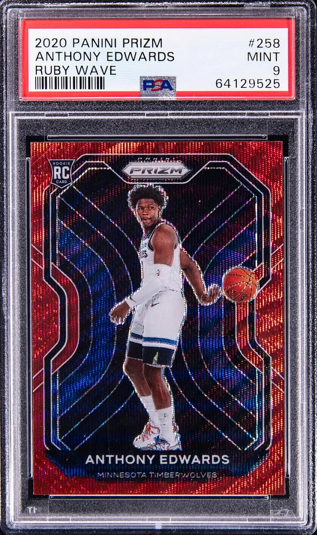 2020-21 Panini Prizm Anthony Edwards Ruby Wave Prizm #256 card image