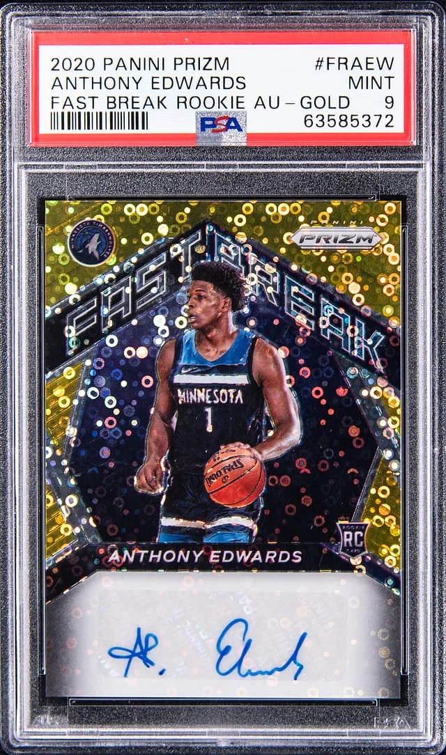 2020-21 Panini Prizm Anthony Edwards Fast Break Autograph Gold #FR-AEW card image