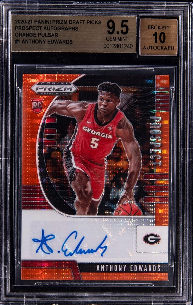 2020-21 Panini Prizm Anthony Edwards Prospect Autographs Orange Pulsar #PA-AE card image