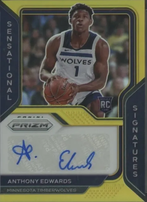 2020-21 Panini Prizm Anthony Edwards Sensational Signatures Gold #SS-AEW card image