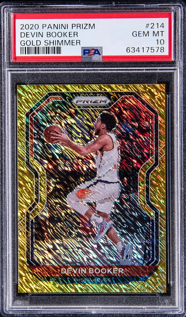 2020-21 Panini Prizm Devin Booker Gold Shimmer #214 card image