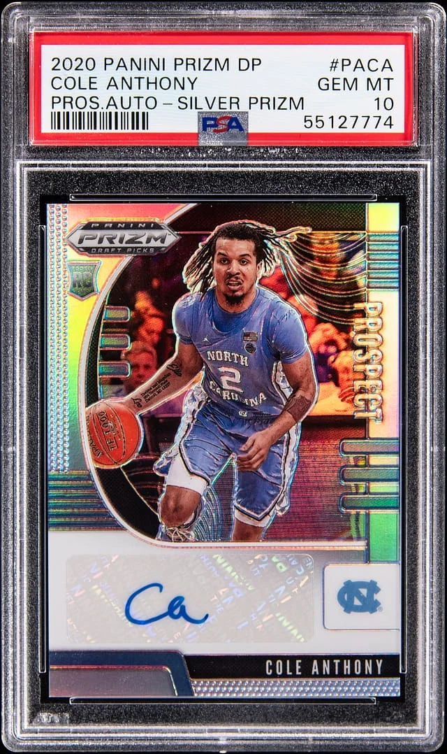 2020-21 Panini Prizm Draft Picks Cole Anthony Prospect Autographs Silver Prizm #PA-CA card image