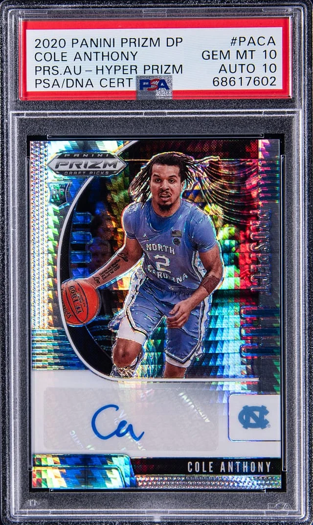 2020-21 Panini Prizm Draft Picks Cole Anthony Prospect Autographs Hyper Prizm #PACA card image