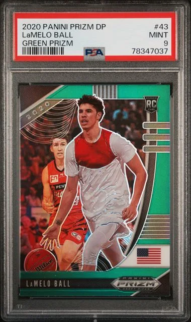 2020-21 Panini Prizm Draft Picks LaMelo Ball Green Prizm #43 card image