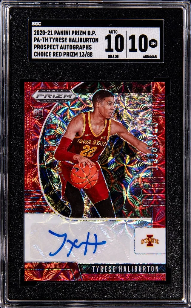 2020-21 Panini Prizm Draft Picks Tyrese Haliburton Prospect Autographs Choice Red Prizm #PA-TH card image