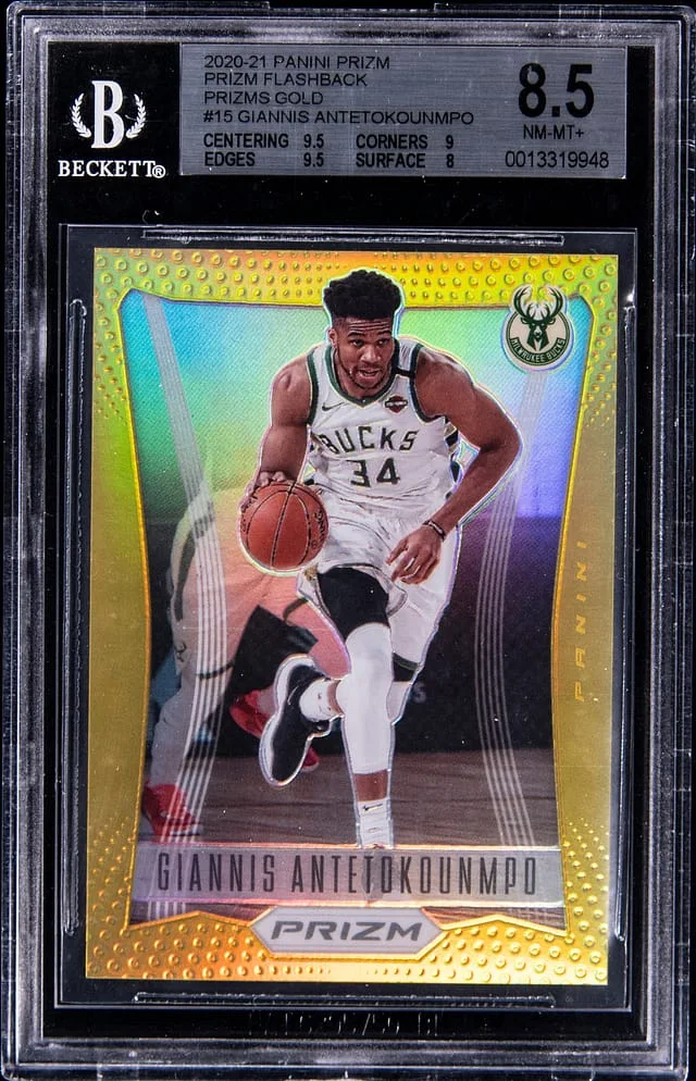 2020-21 Panini Prizm Giannis Antetokounmpo Prizm Flashback Gold Prizm #15 card image