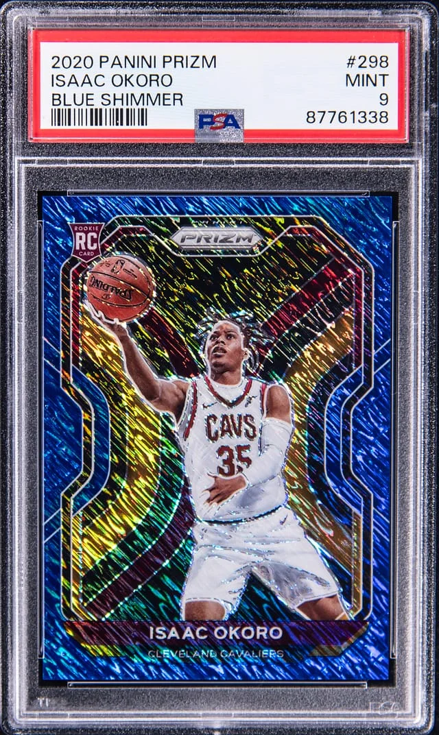 2020-21 Panini Prizm Isaac Okoro Blue Shimmer #298 card image