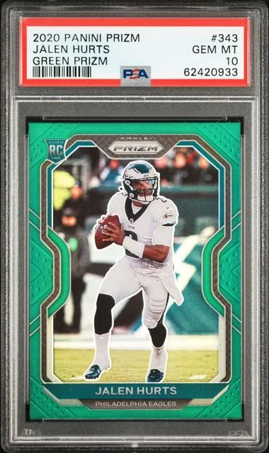 2020-21 Panini Prizm Jalen Hurts Green Prizm #343 card image