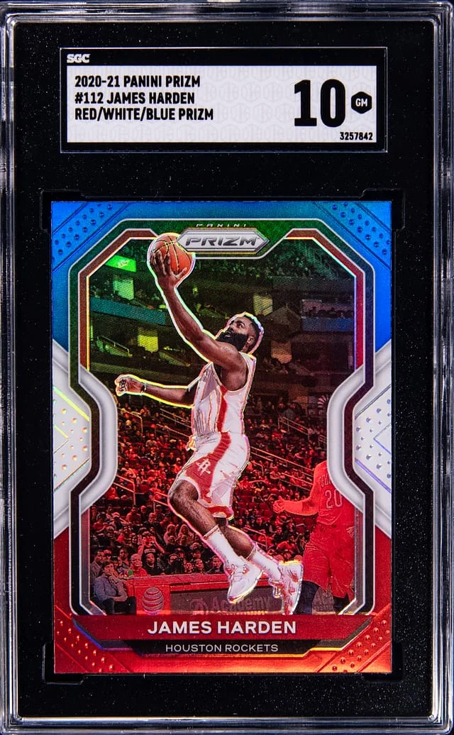2020-21 Panini Prizm James Harden Red/White/Blue Prizm #112 card image