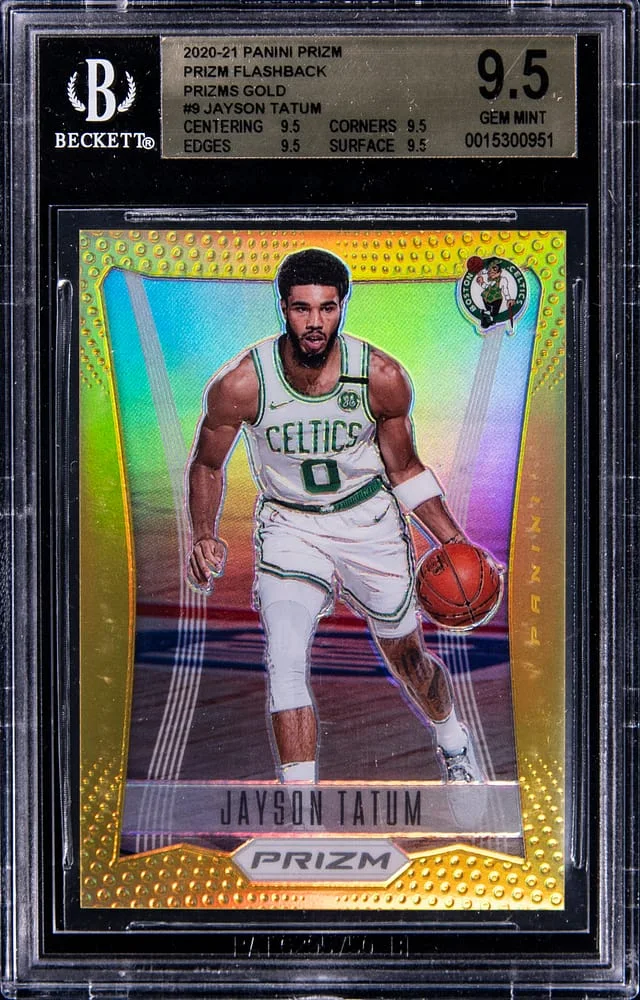 2020-21 Panini Prizm Jayson Tatum Flashback Gold Prizm #9 card image