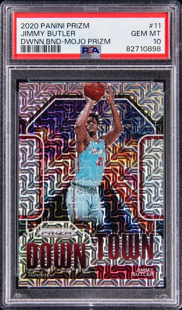 2020-21 Panini Prizm Jimmy Butler Downtown Bound Mojo Prizm #11 card image
