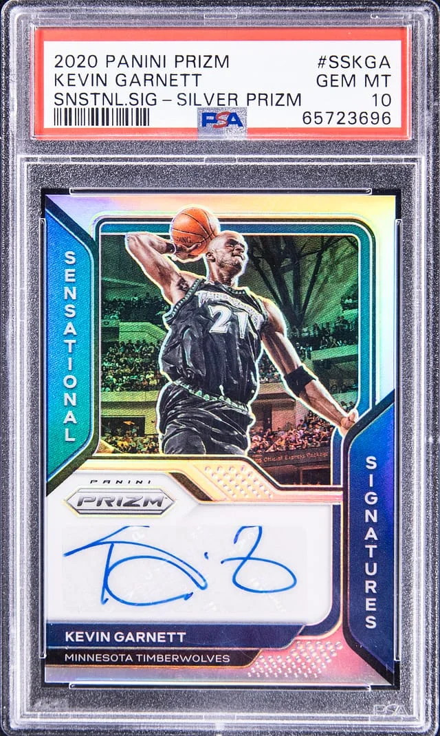 2020-21 Panini Prizm Kevin Garnett Sensational Signatures Silver Prizm #SSKGA card image