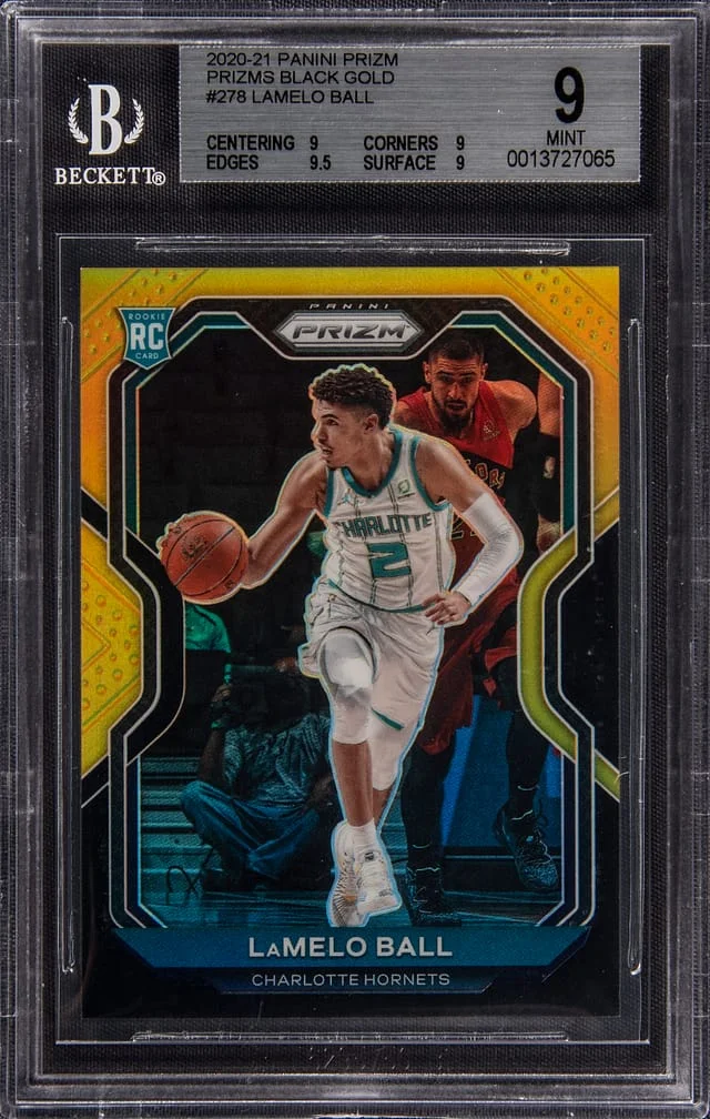 2020-21 Panini Prizm LaMelo Ball – Jersey Number Black Gold Prizm #276 card image