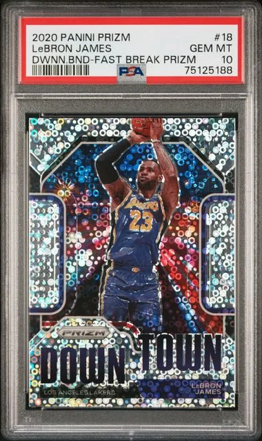 2020-21 Panini Prizm LeBron James Downtown Bound Fast Break Prizm #18 card image