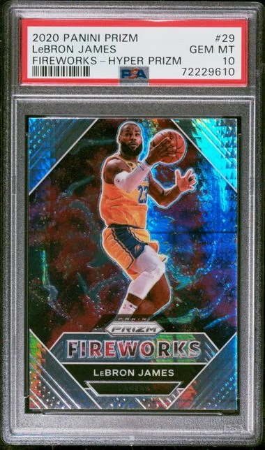 2020-21 Panini Prizm LeBron James Fireworks Hyper Prizm #29 card image